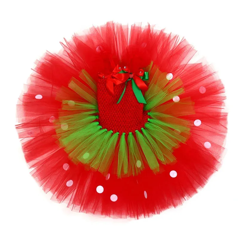3 Layers Strawberry Ballet Tutus Dresses for Baby Girls Fruits Birthday Party Outfit Kids Fluffy Christmas Costumes with Hairbow