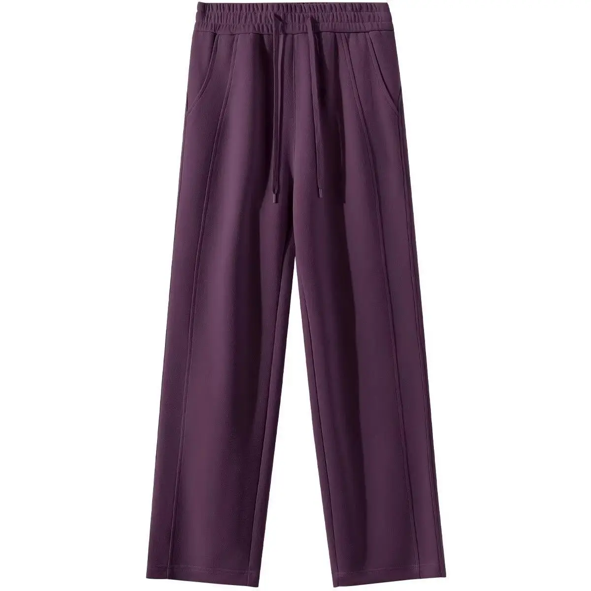 Waist Straight Leg Wide Leg Pants Merlot Purple Slimming Spring Autumn Loose Drapey Sporty Sweatpants Korean Style 2 Waist Straight Leg Wide Leg Pants Merlot Purple Slimming Spring Autumn Loose Drapey Sporty Sweatpants Korean Style 2