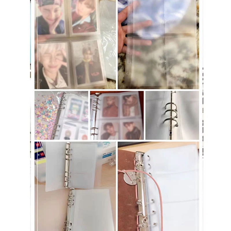 10pcs A5 Transparent PVC Storage Card Holder Personal Binder Ring Notebook 6Hole Zipper Bag Budget Planner Stationer Accessories