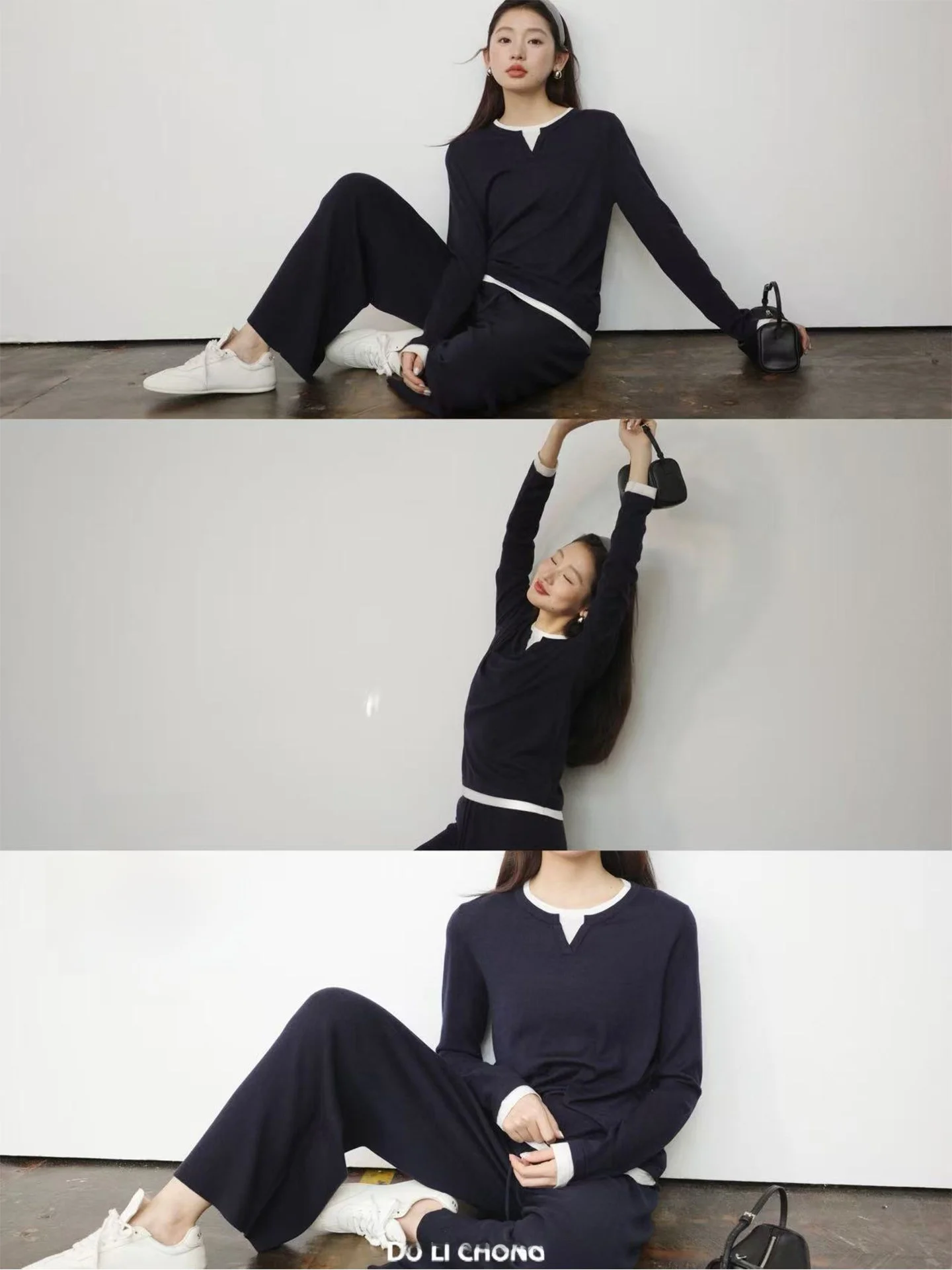 

Осенне-зимний вязаный свитер, женский базовый слой irt для поездок на работу, цвет Blo, искусственная двухсекционная прямая трубка, длинный све, круглый ...