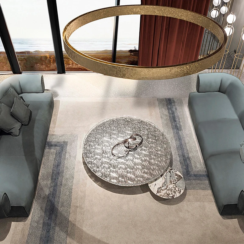 2026 Cus tom Living Room Furniture Coffee Table Water Corrugated Tempered Glass Countertops Round Coffee Table