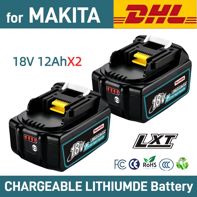 

18V For Makita Rechargeable 12.0Ah High capacity Battery, For Makita BL1860B BL1850 BL1840B battery Suitable for Tool DTW700