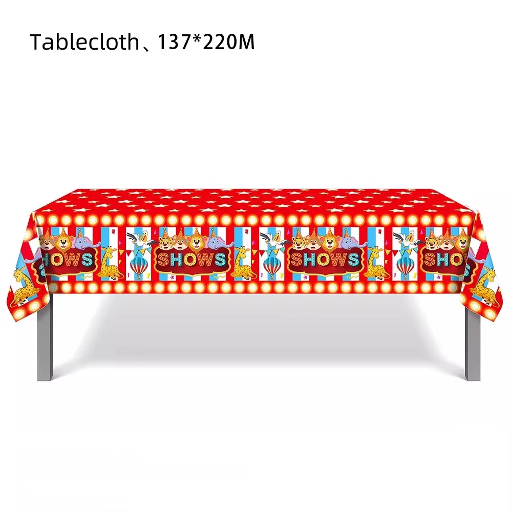 Zirkus Clown Geburtstag Party Dekoration Geschirr Tasse Teller Serviette Luftballons Tischdecke Kuchen Glücklich Baby Shower Party Supplies Set – Detail 3