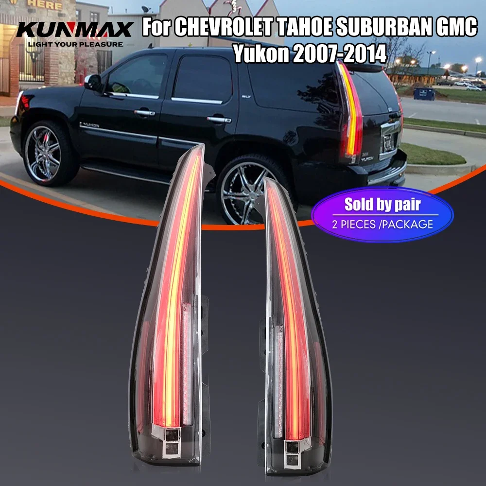 Pair Of LED Tail Lights For CHEVROLET TAHOE SUBURBAN GMC Yukon 07-14 Reverse Brake Turning Signal Car Rear Tail Light Assembly