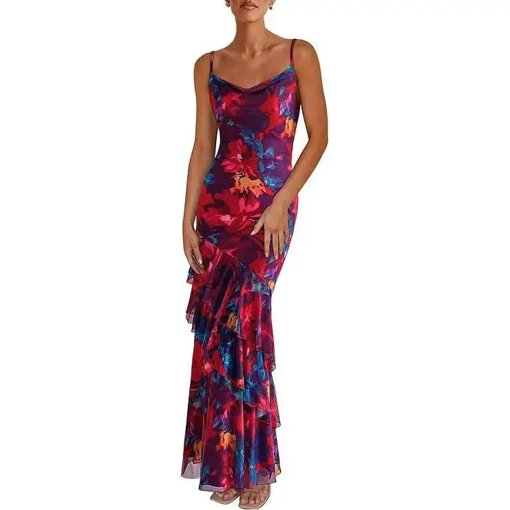 

Maxi Dresses for Women Summer Tiered Floral Beach