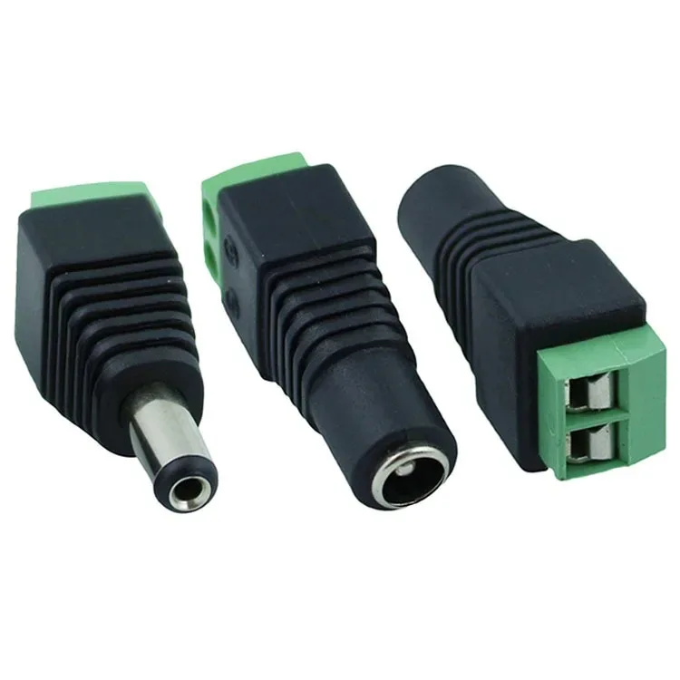 5 Sets 10 Pieces Camera 2.1mm x 5.5mm Female Male DC Power Plug Adapter Female Plug Jack Adapter Connector Male Plug Socket Gree