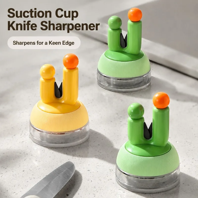 Round Suction‑base Kitchen Sharpening Stone Household Quick‑grinding Gadget for Knives Scissors Secure Non‑slip Support