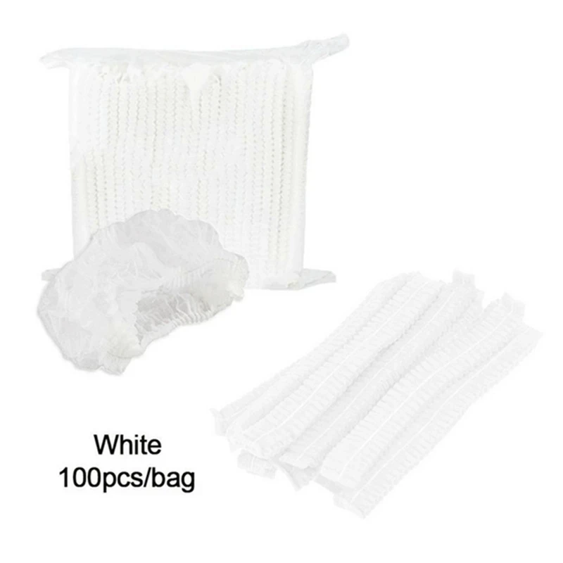 100PCS Einweg Kappen Kompresse Elastische Mesh Atmungsaktive Vlies Hut Für Kochen Lebensmittel Service Küche Hause Salon Spa Haar hüte