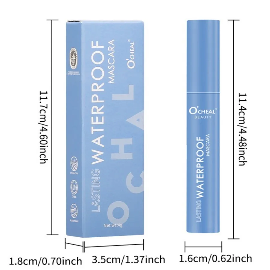 Mascara lungo tridimensionale riccio spesso, mascara a testa grande impermeabile a lunga durata, impermeabile e resistente al sudore
