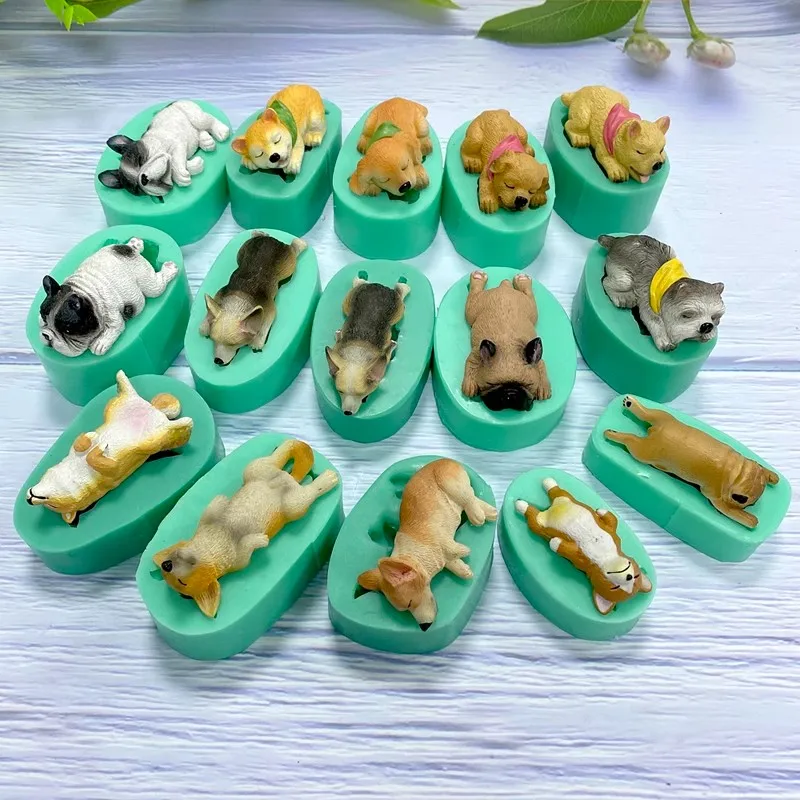 Dog Silicone Mold Animal Cat Dog Mold Corgi Bulldog Husky Chocolate Plaster Resin Dog Mold