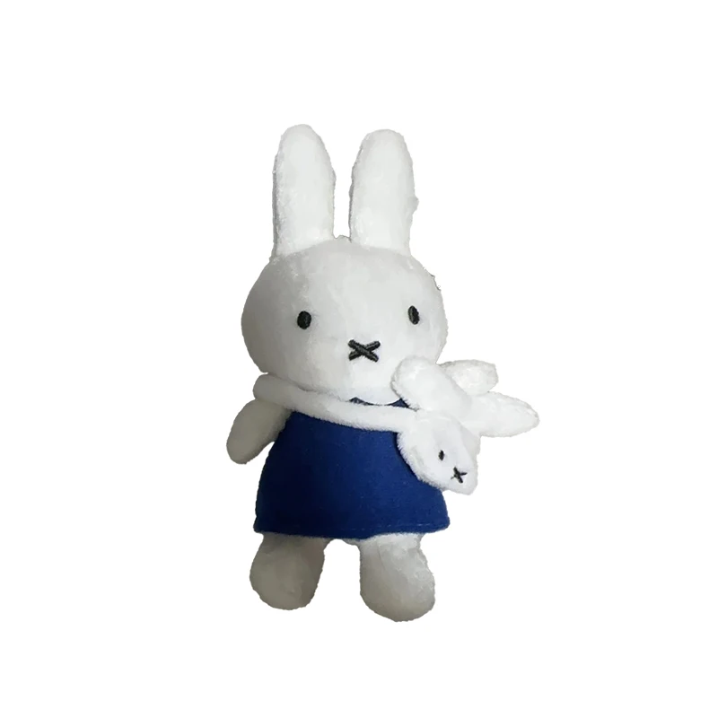 Poupée en peluche Miffy mignonne, jupe bleue de dessin animé, jouet en peluche, accessoires de sac à dos, pendentif Dopamine, porte-clés créatif, cadeaux pour filles
