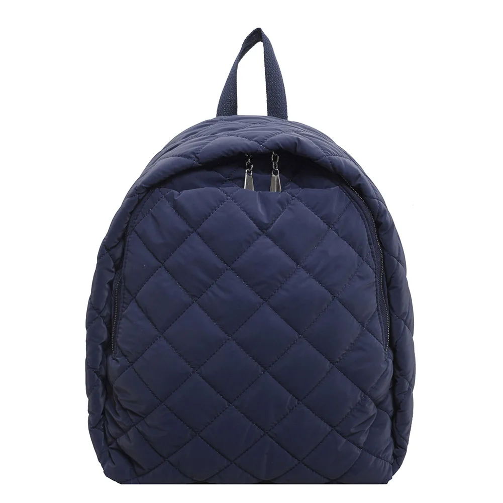 

Backpack for Women Men Quilted Puffer Bag Nylon Adjustable Strap School Bag Zipper Rucksack Travel Daypack