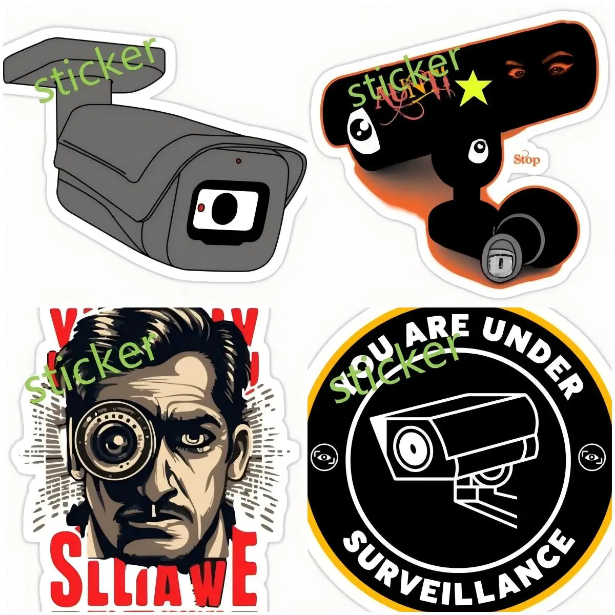 

Video Surveillance sticker Reflective Vinyl JDM Windows Laptop Waterproof Decoratio Trunk Personality RV Car Stickers