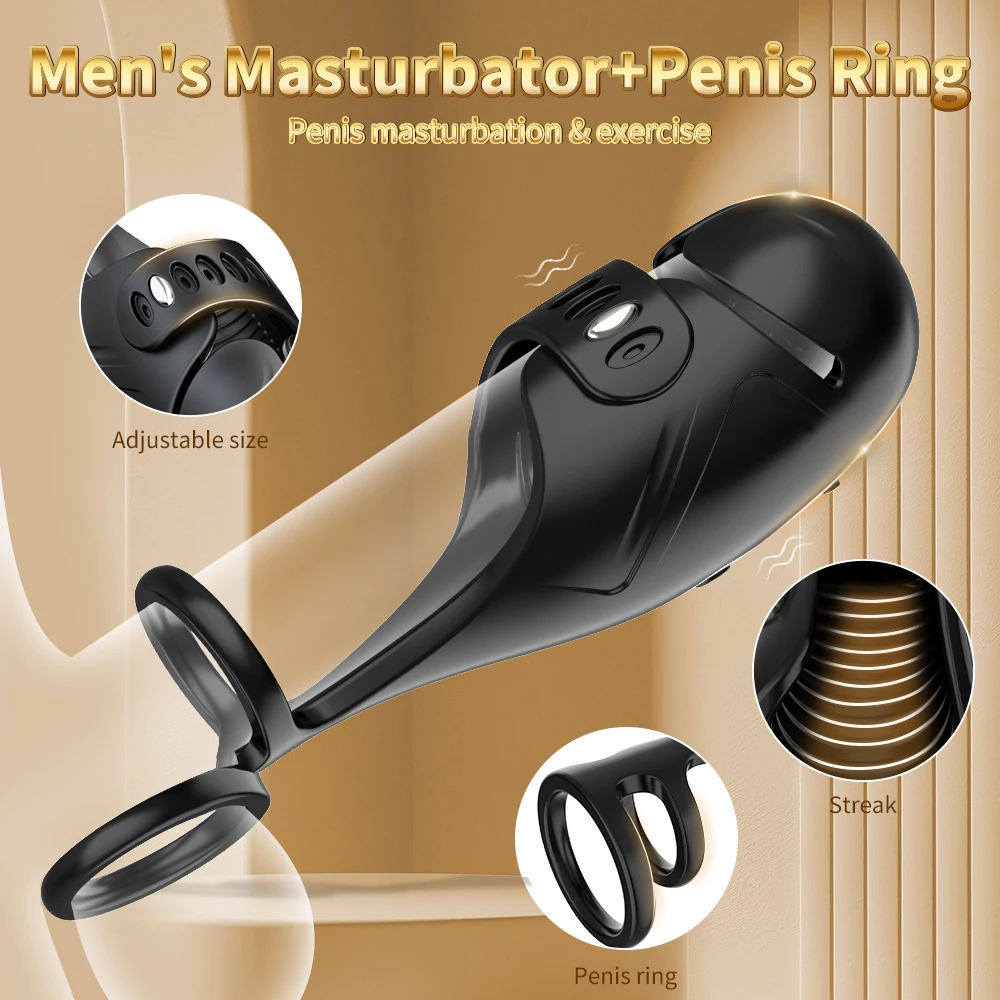 Penis Trainer Vibrator Cock Ring Male Masturbator Adjustable Glans Stimulator Massager Adult Sex Toys For Men APP Remote Control