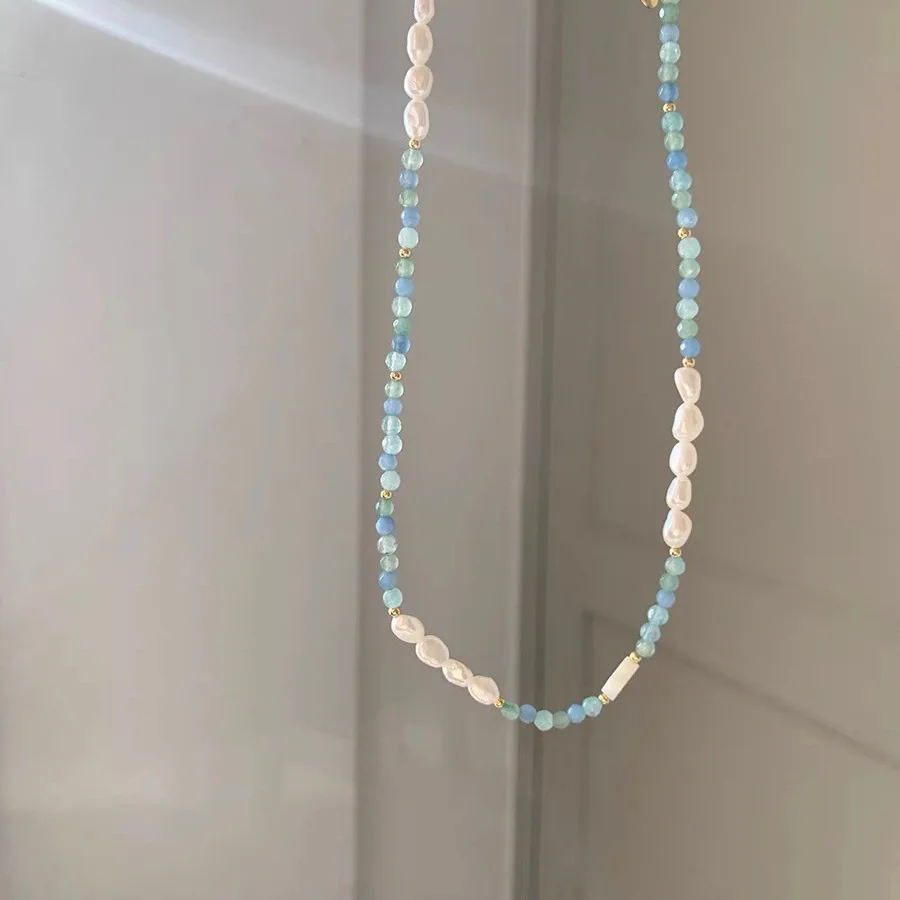 New Arrival Natural Freshwater Pearl & Blue Crystal Trendy Lucky Flower 14K Gold Filled Female Jewelry Set For Necklace Bracelet