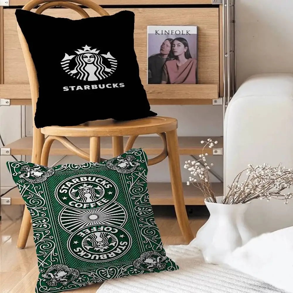 Capa de almofada personalizada com logotipo S-Starbucks, capa de almofada para quarto, decoração de festa infantil, presente de aniversário para crianças