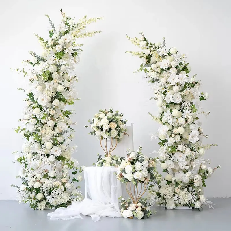 Wedding Decoration Prop Background Artificial Flower with Frame White Wedding Arch Flowers