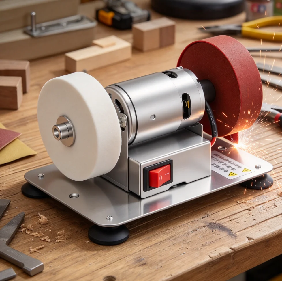 Mini Bench Grinder Speed Adjustable Portable EU Plug Desktop Electric Grinding Machine for Home