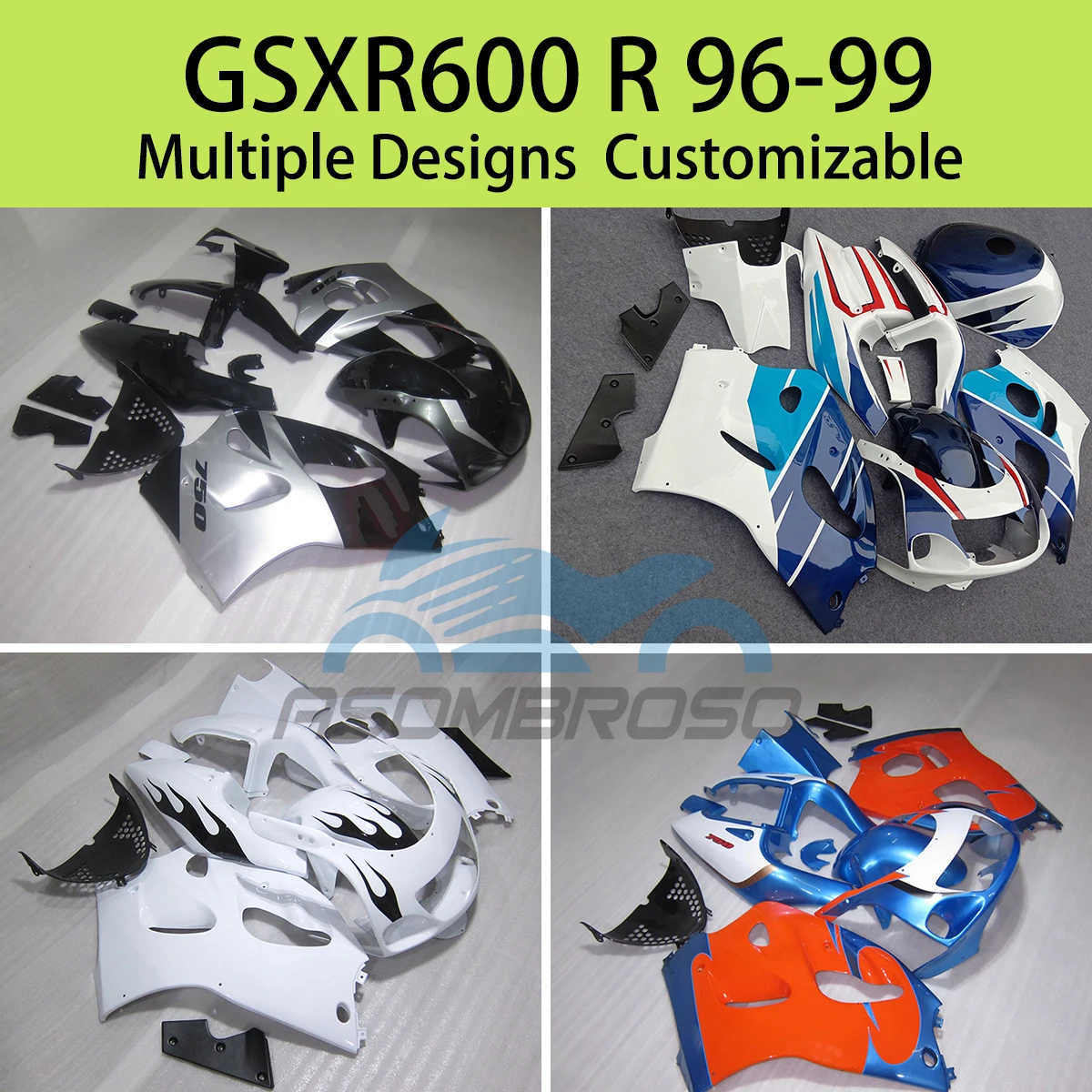 GSXR 600 1996 1997 1998 1999 Injection Fairing Kit for SUZUKI GSXR600 R 96 97 98 99 Motorcycle Free Customization Fairings