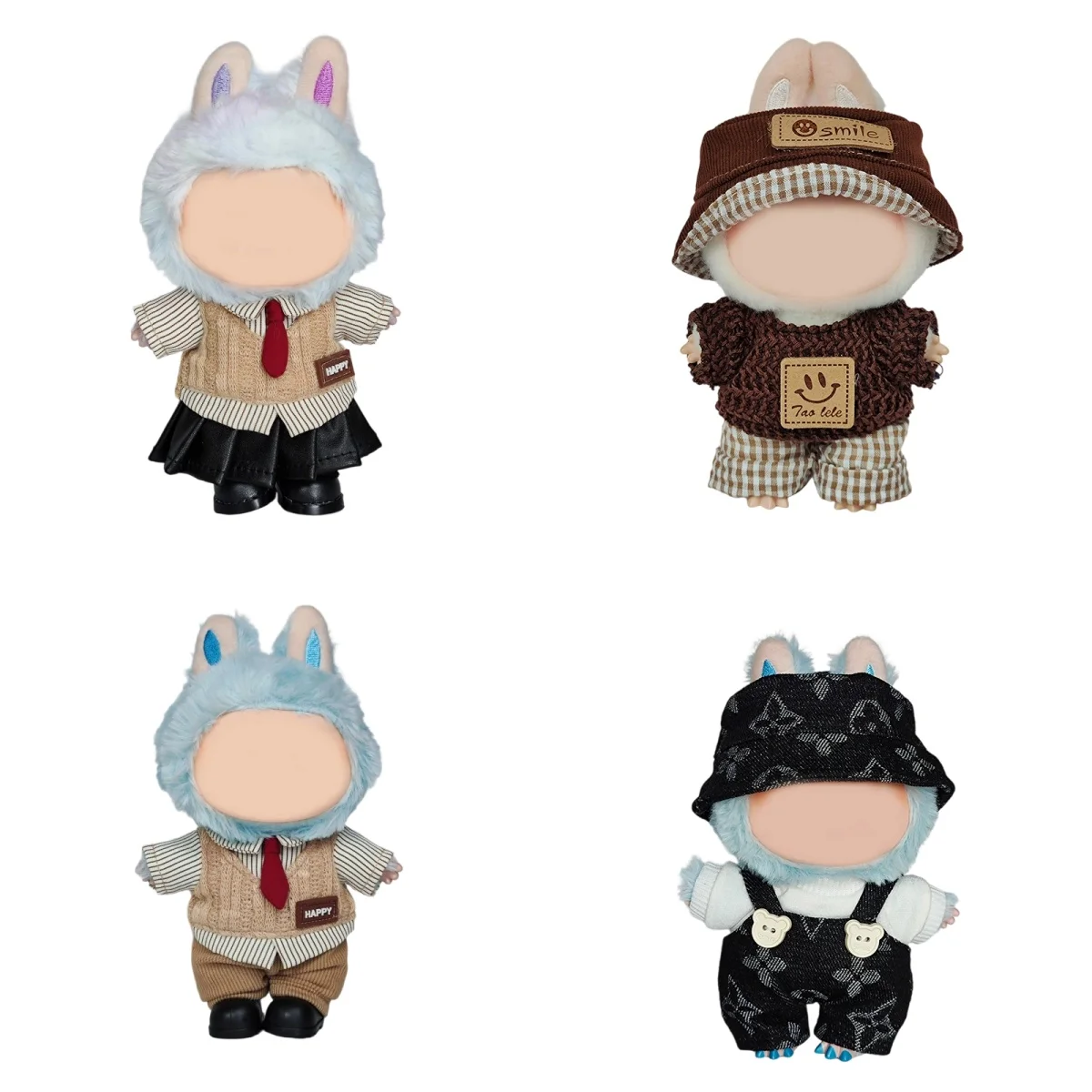 

For 17cm Labubu Doll Clothes Set Kawaii Plaid Shirts Suits Outfits for Labubu Trendy Plush Toy Costume,Cute Gift for Collectors