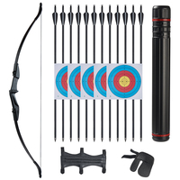 57inch Archery Practice Recurve Bow with Arrows and Quiver for Archery Club Beginner Teenagers Left Right Hand 20/30/40lbs