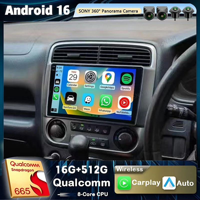 Android 16 Car Radio For Honda Stream 1 2000 2001 2002 2003 - 2006 Player Multimedia GPS Navigation Stereo CarPlay Auto Video BT