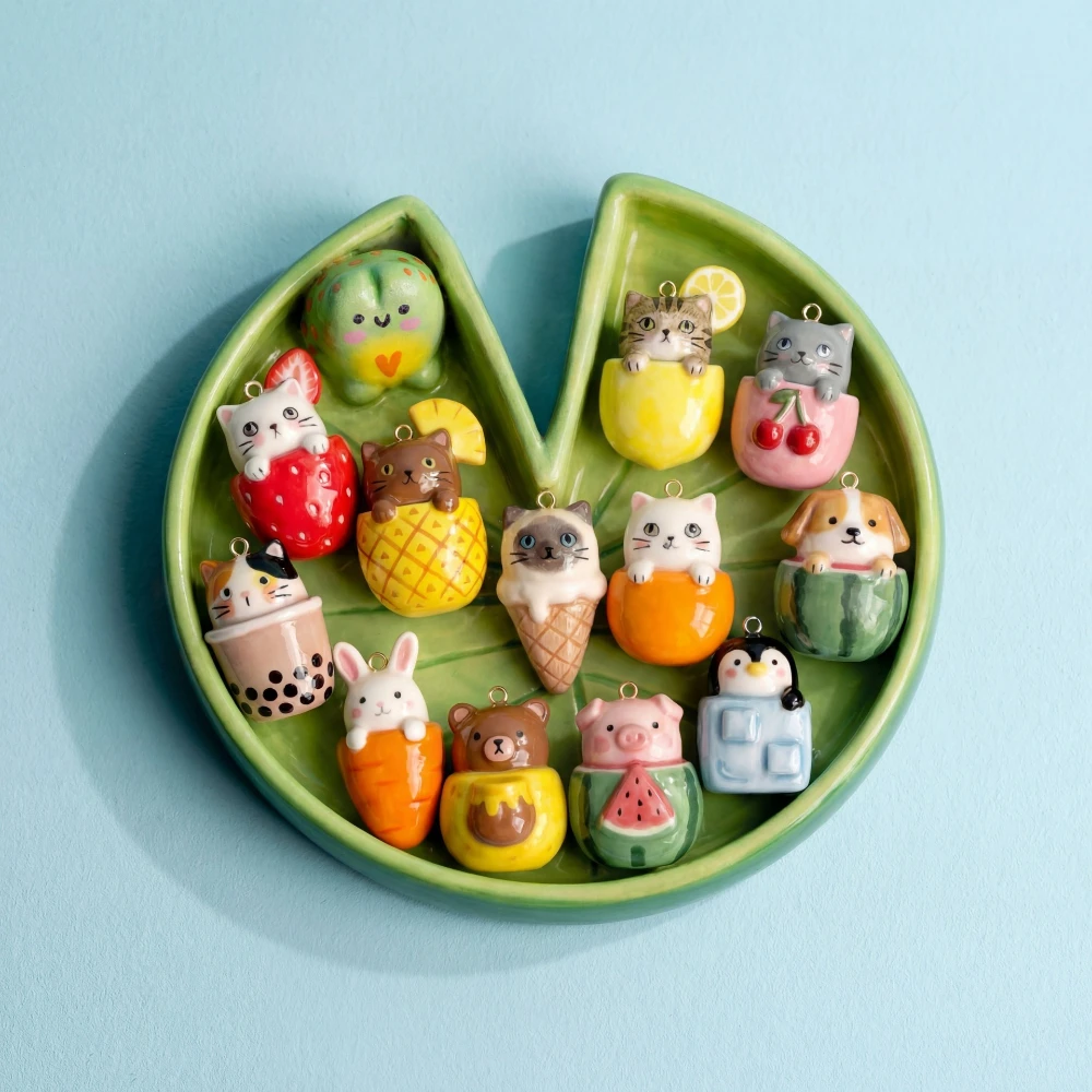 Modische, vielseitige, beliebte, niedliche kleine Katzen- und Honigbär-DIY-Anhänger für Schmuck. – Detail 4