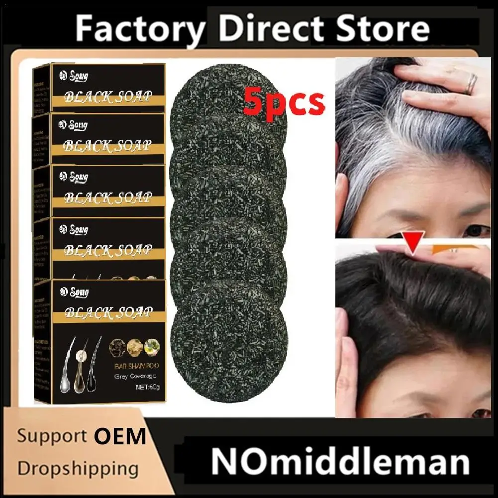 

5PCS Hair Shampoo Soap Black Polygonum Multiflorum Shampoo Soaps Cover Gray Hair Shampoo Soap To Dye Canas Shampoo Bar Soap