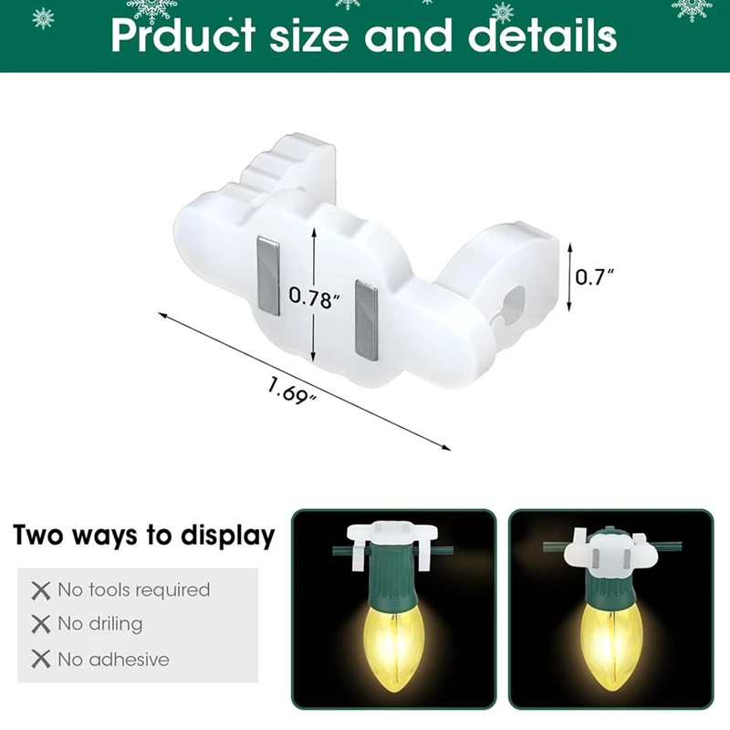 20 упаковок, сильные магнитные зажимы для рождественских светильников, крыша для розетки C9, крыша, наружная рождественская веревка, сайдинг, забор