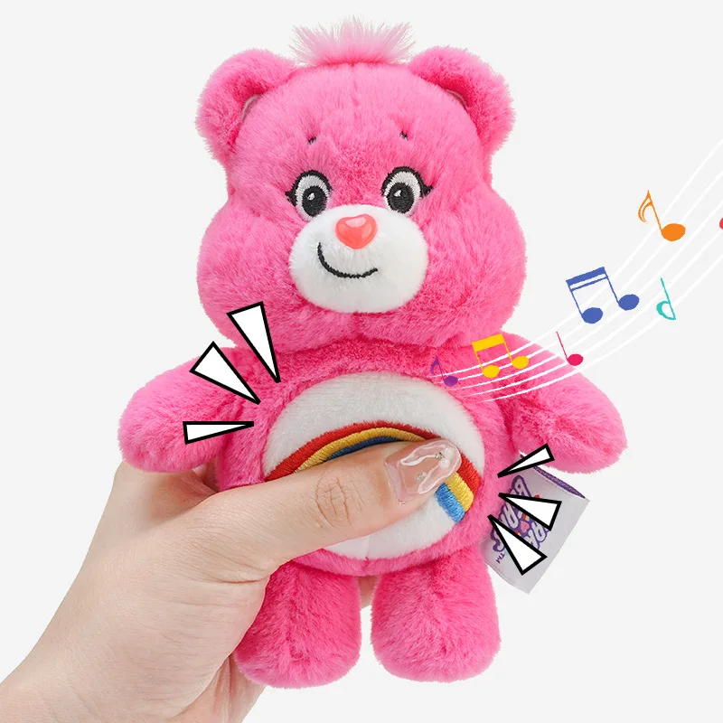 Sanrio Plush Kawaii Carebears Rainbown Bear Plush Anime Hobby Toy Brelok do kluczy Torba Breloczek z dźwiękiem Lalki Świąteczne prezenty urodzinowe