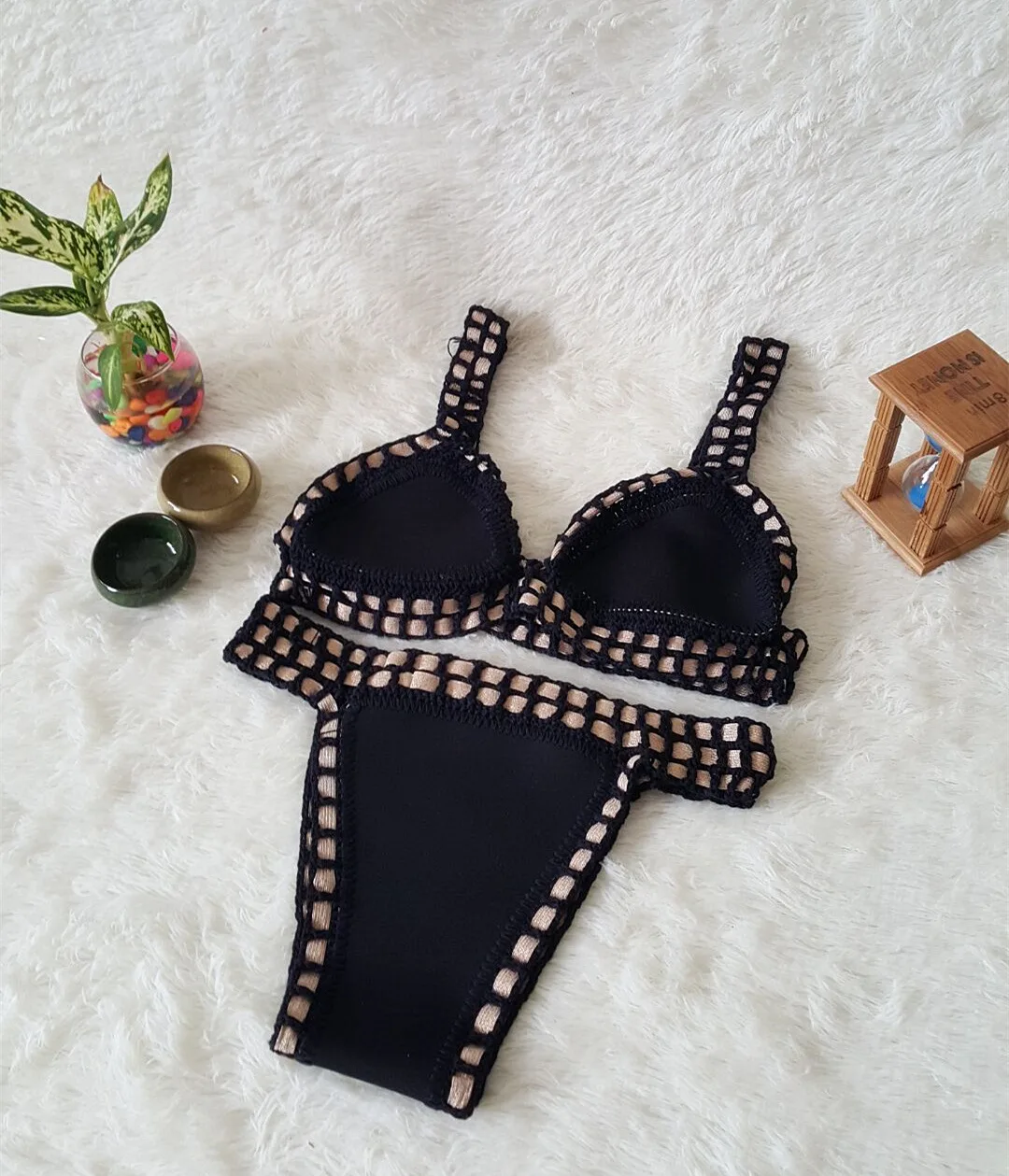 Women Bikini Set Reversible Swimwear Beachwear Sexy Low Waist Handmade Knit Swimsuit Female Bathing Suit Swimming Suit