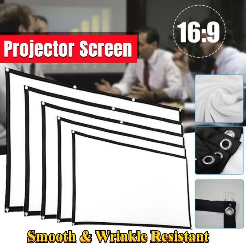 Projector Screen 16:9 Portable Projection Screen 60-100 Inch Outdoor HD Movie Screen 180° Cinema Screen For Travel Home Theater