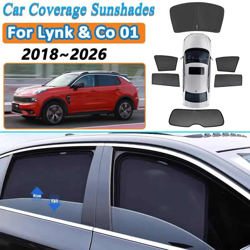Car Sunshade For Lynk & Co 01 CX11 2018~2026 Window Mesh Magnetic Sun Visor Sunscreen Privacy Curtains Shading Auto Accessories