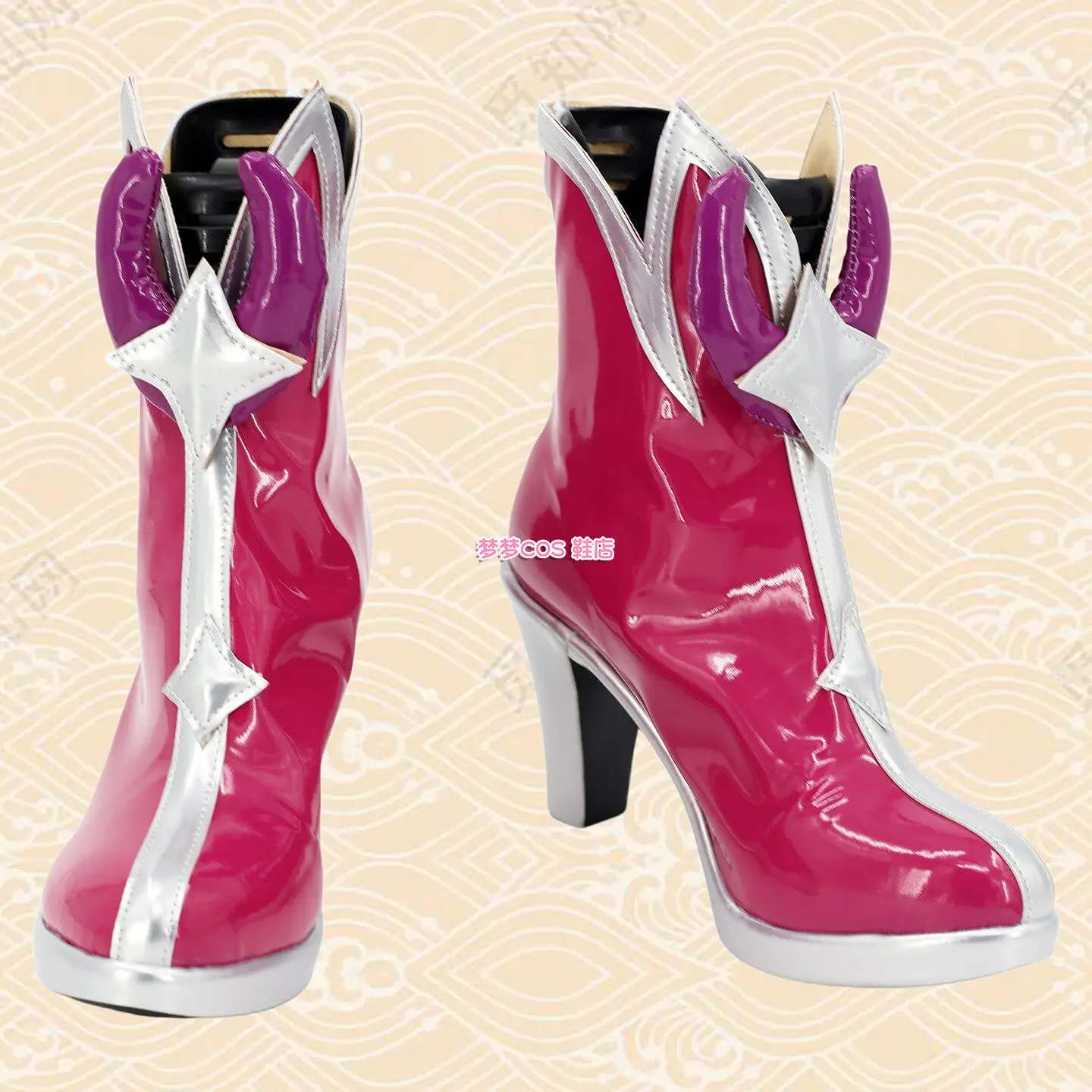 Game League of Legend Star Guardian Akali Cosplay Shoes Pink high heels Boots Halloween Costume Accessory Prop