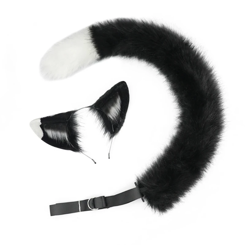 652f vossen oorhoofdband met staartvossen katten oren en staartset Halloween cosplay feestkatten kostuum accessoires Kid