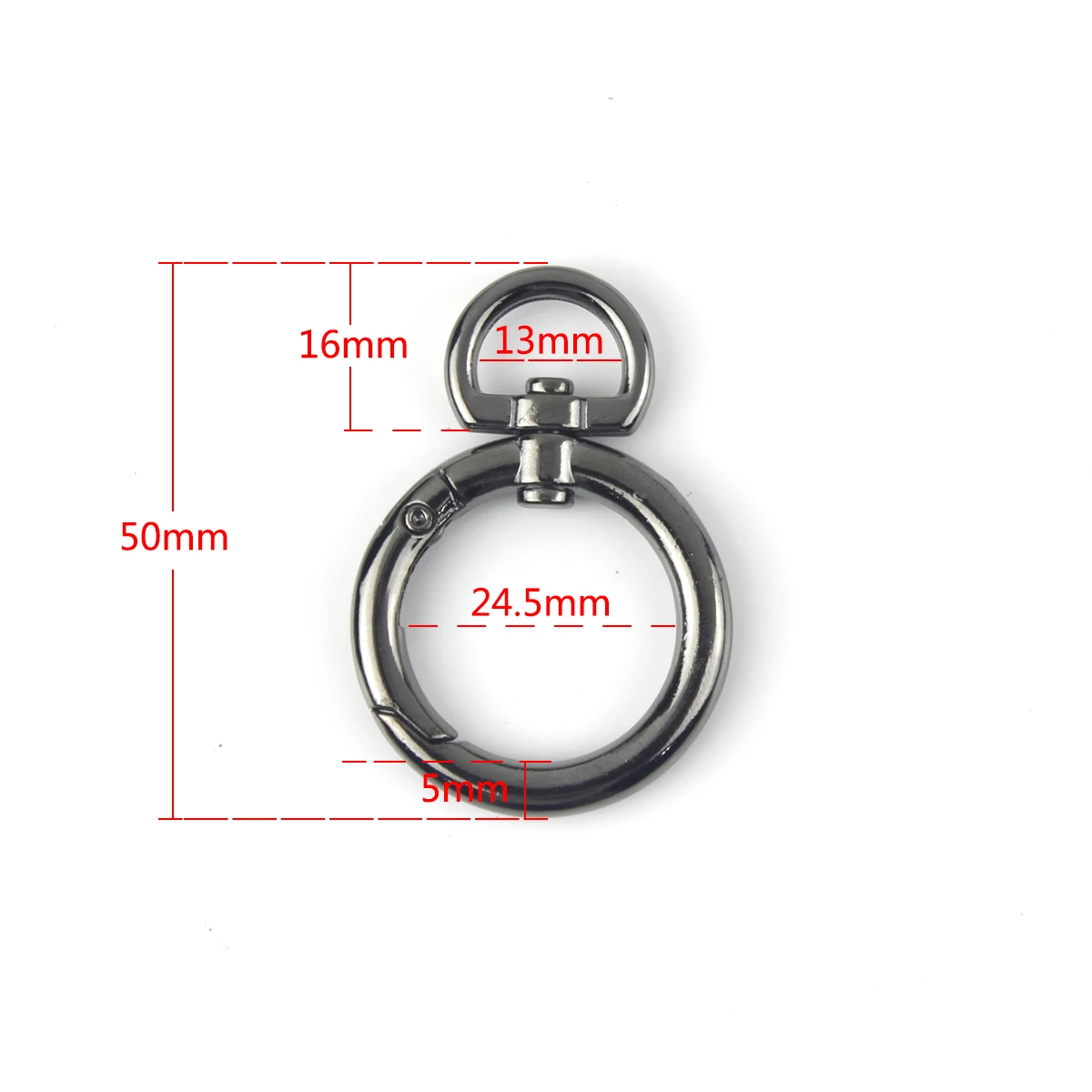 2-5 Stück Runde Karabinerhaken Drehverschluss O-Ringe Schnallen Clips Auslöser Schlüsselanhänger für Taschen Geldbörsen Schlüsselanhänger DIY-Zubehör – Detail 4