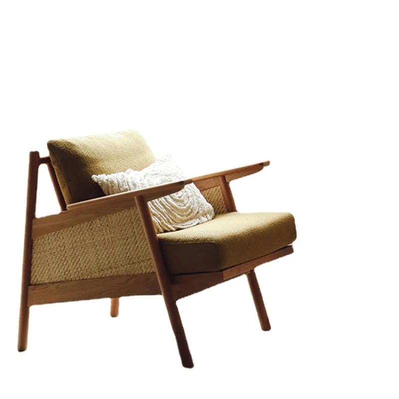 

Hxl Armchair Single-Seat Sofa Chair Retro Reading Recliner Small Apartment Balcony Rattan Chair