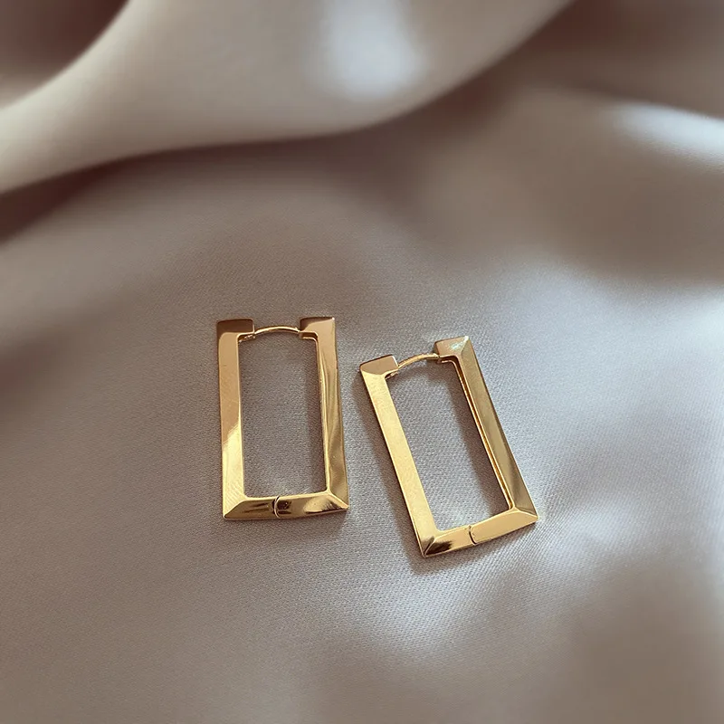 Square Geometric Earrings For Women Rectangular Gold Color Metal Earrings 2023 New Trendy Jewelry Gifts Wholesale