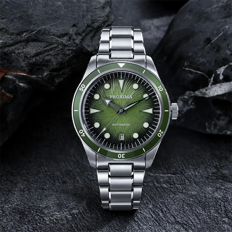 Proxima Men Automatic Watch 39mm Mechanical Wristwatch Diver 100m Waterproof Luminous Sapphire Mirror 