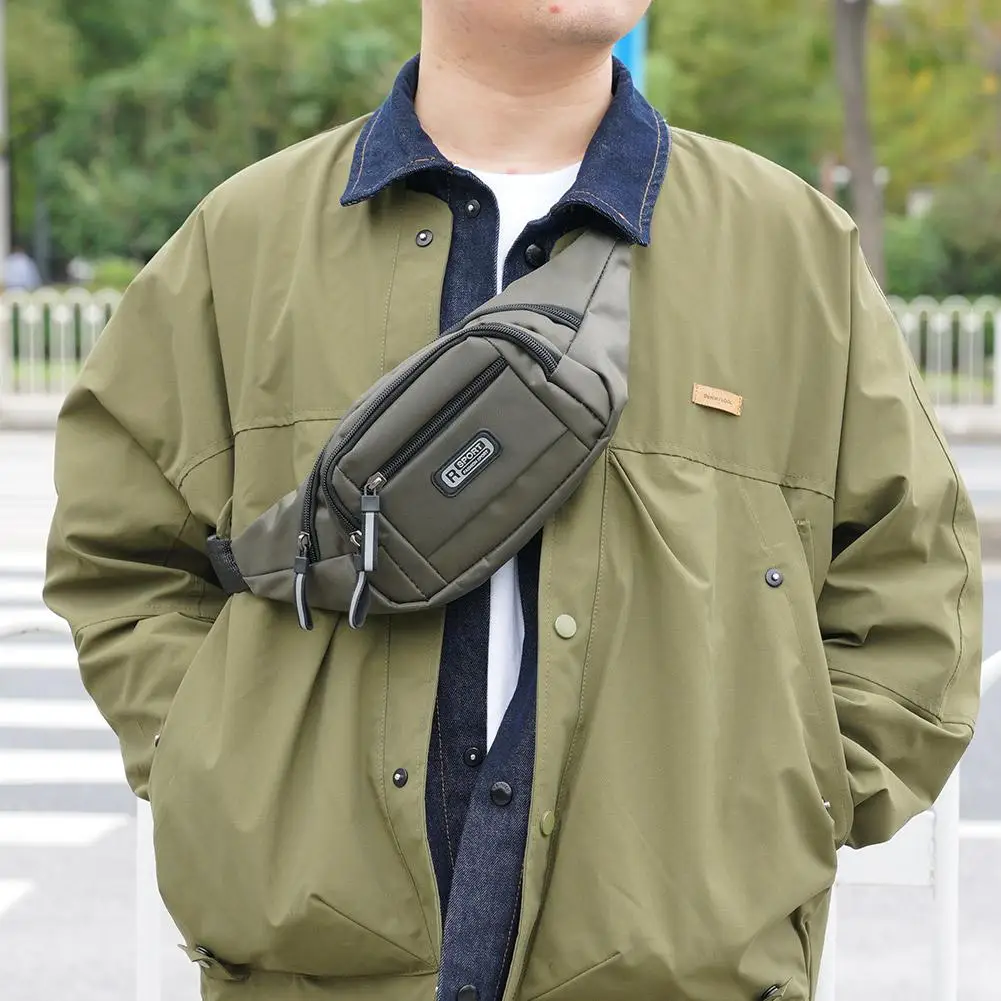 حقيبة خصر ذات سعة كبيرة، حقيبة رياضية من النايلون، متعددة الجيوب ومضادة للسرقة، حقيبة صدر عصرية مقاومة للماء للسفر في الهواء الطلق