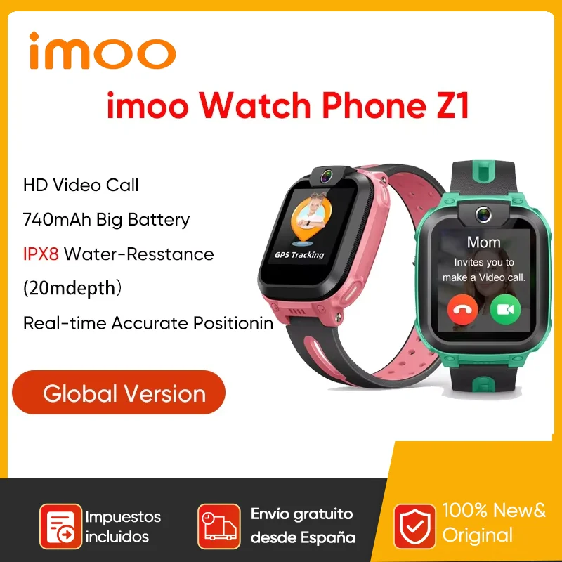 imoo Z1 Watch Phone 4G Smartwatch 1.3‘’ Screen 2MP Wide-angle Camera Voice Messages GPS IPX8 BT4.2 Google Pay For Kids