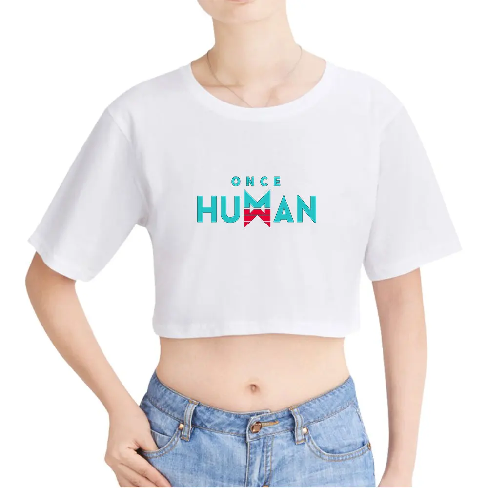 Hot Game Once Human Vintage 90s Crop Top Exposed Navel T-Shirt Fashion O-Neck Tops Oversize Tshirt Funny Fashion Women