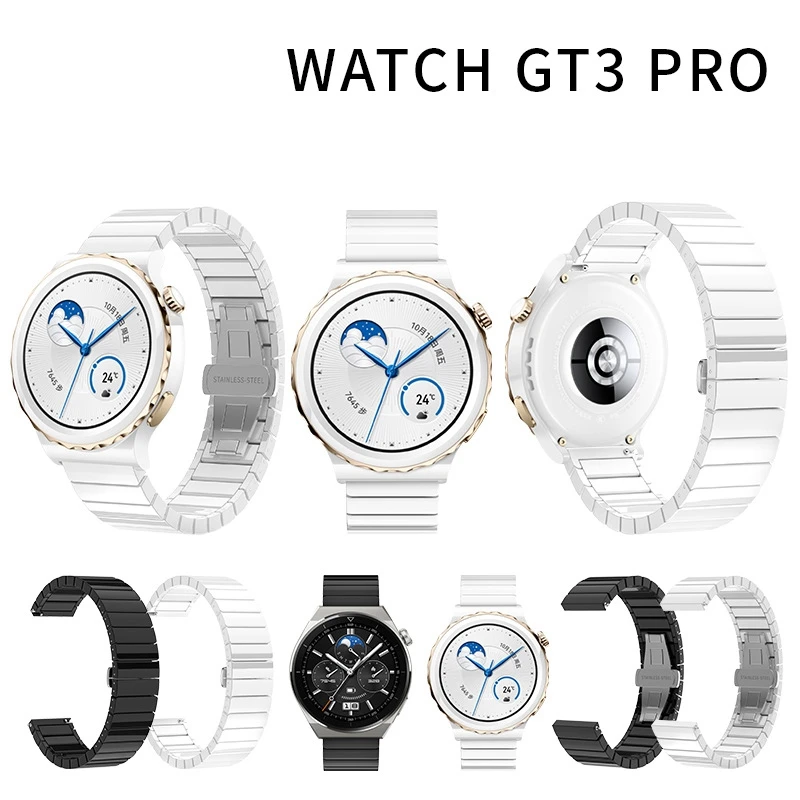 Luxury Ceramic Strap For Huawei Watch GT3 Pro Smart Band Bracelet GT 3 Pro 43mm 46mm Accessories GT3pro White Wristband Straps