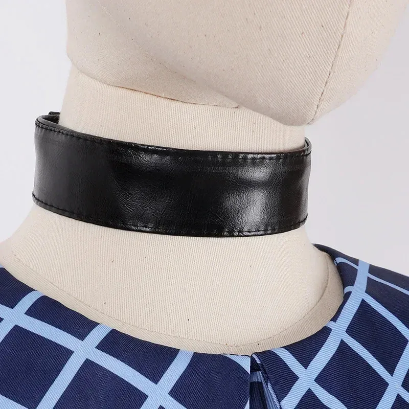 CyHorror Movie Orphan Esther Costume Cosplay Manica lunga Girocollo Abito scozzese con colletto Abiti da festa di Halloween per adulti