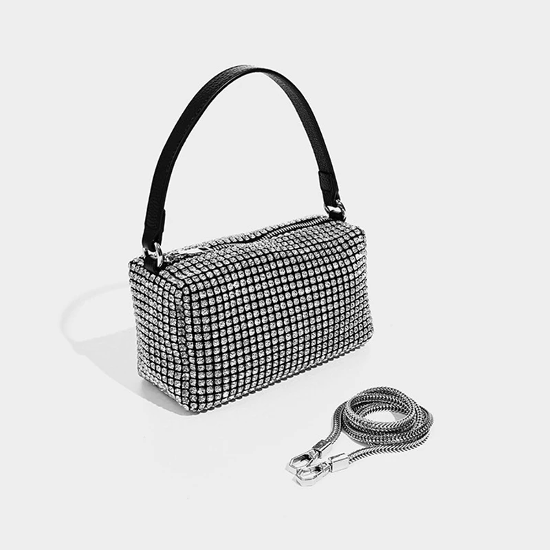 Bolso de noche con diamantes brillantes para mujer, fiesta de graduación de hombro para bandolera, de diseñador de lujo, tendencia de moda, 2024