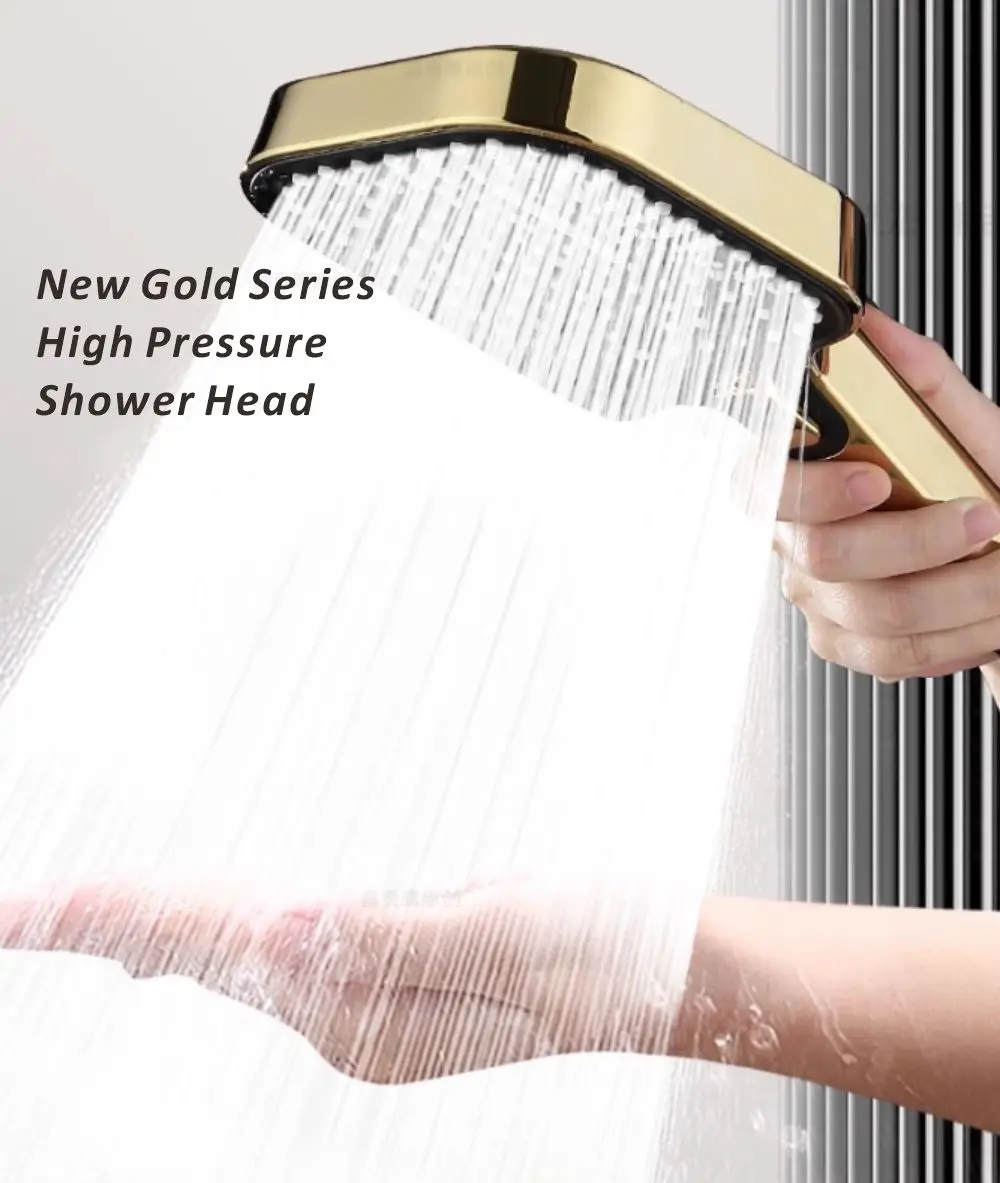 New Gold 3 Modes High Quality New Pressurized Shower Head Filter Water Saving Durable Anti-blocking Universal Shower Set