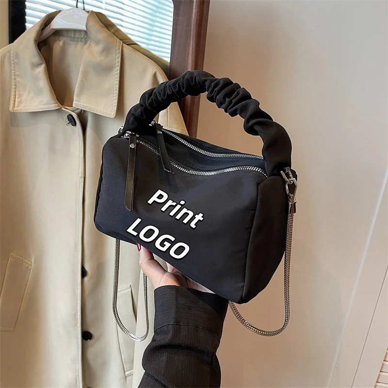 

Custom Logo Nylon Cloud Handbag Women Foldable Handle Chain Crossbody Bags Casual Lightweight Shoulder Bag Waterproof Mini Bag