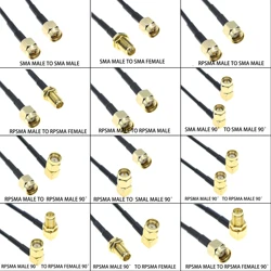 RF RG174 Cable SMA Male To SMA Male RPSMA Female Nut Bulkhead Extension Coax Coaxial Jumper Pigtail 15CM 30CM 50CM 1M 2M 3M