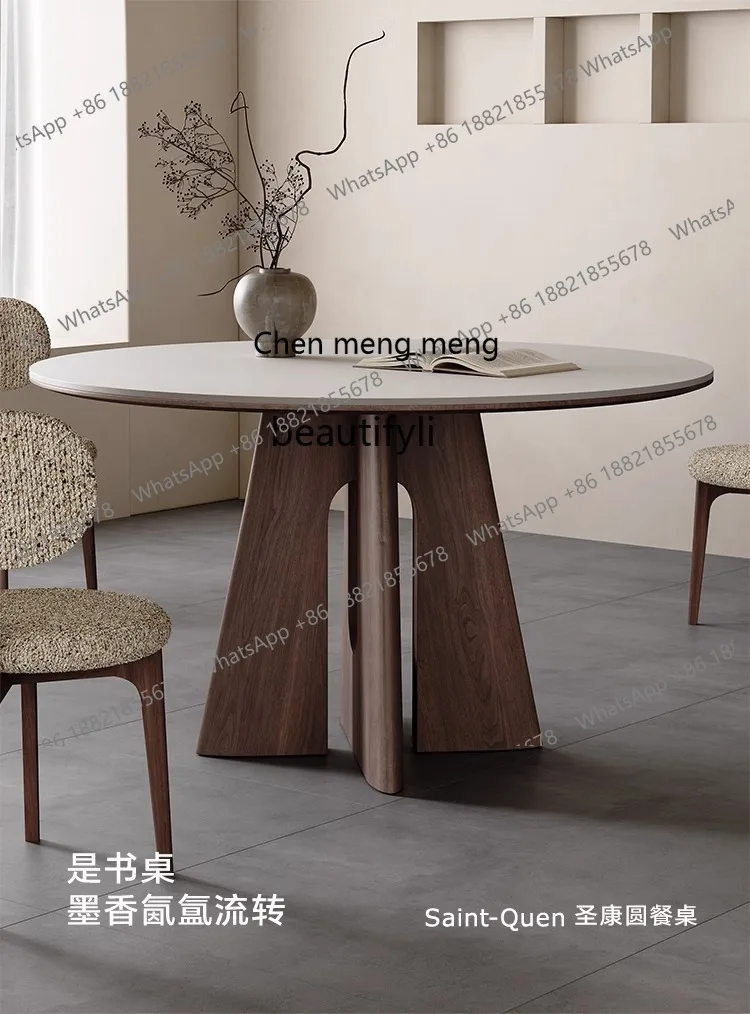 

Y183Nordic rock slab dining table and chair combination matte modern simple small apartment household round dining table