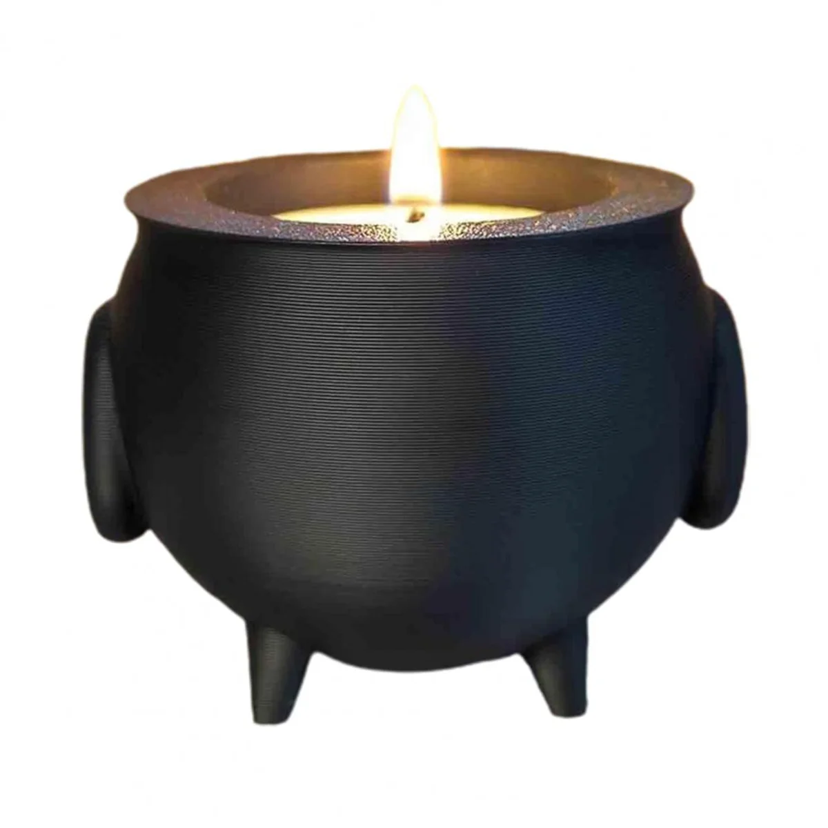 Cauldron Tea Light Holder Halloween Spooky 3D Printed Black Witch Jar Candle Holder Festival Partys Desktop Decoration B